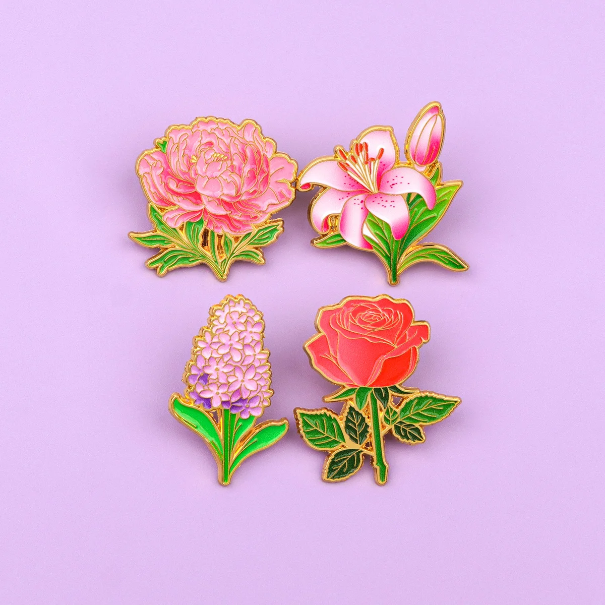 4 teile/satz Hübsche Blumen Emaille Pin Broschen Für Frauen Revers Pins Abzeichen auf Rucksack Kleidung Zubehör Mode Schmuck Geschenke