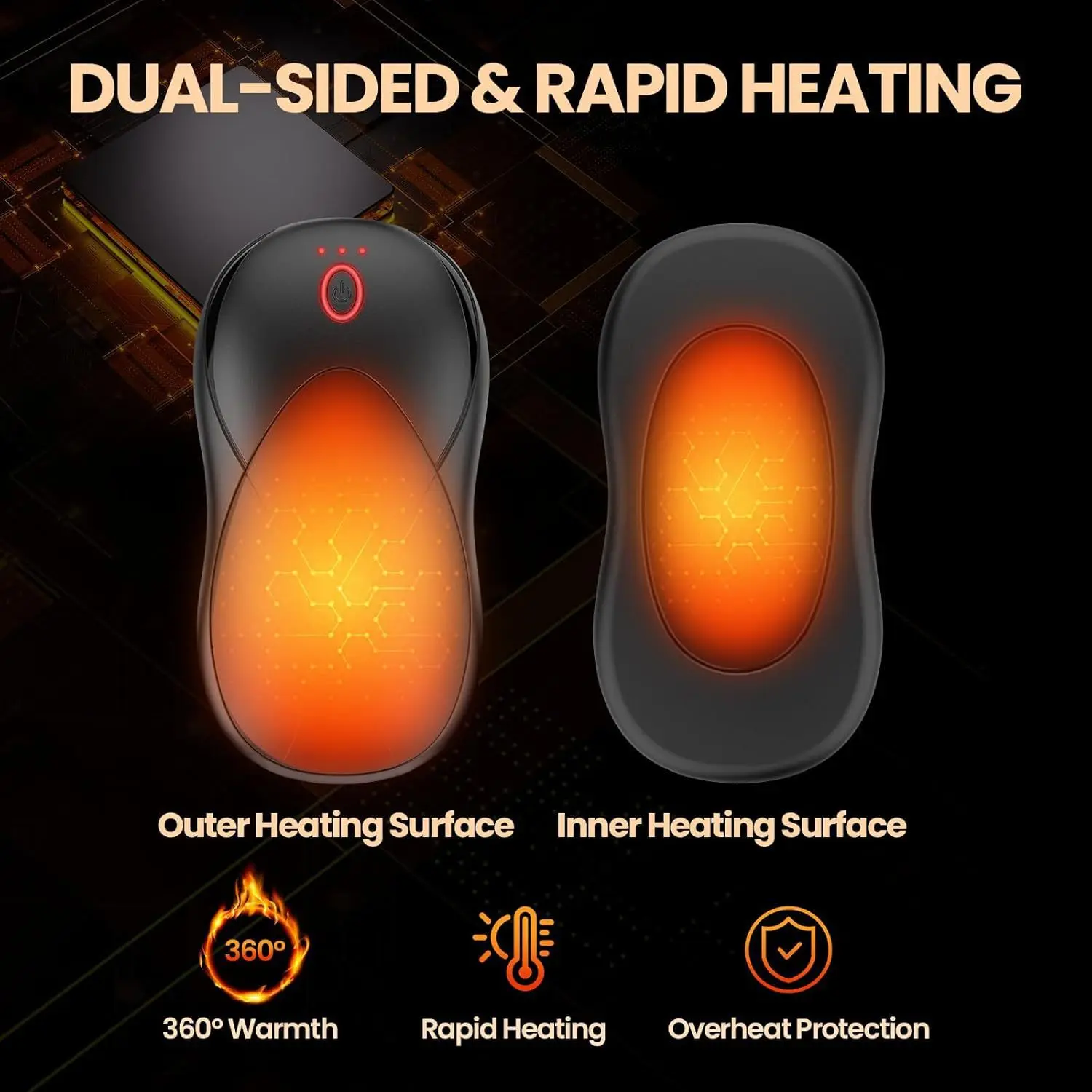 Hand Warmers Rechargeable 2 Pack Portable Pocket Size 3 Heat Settings Magnetic Attraction Electric Hand Warmer 6000mAh Warm Gift
