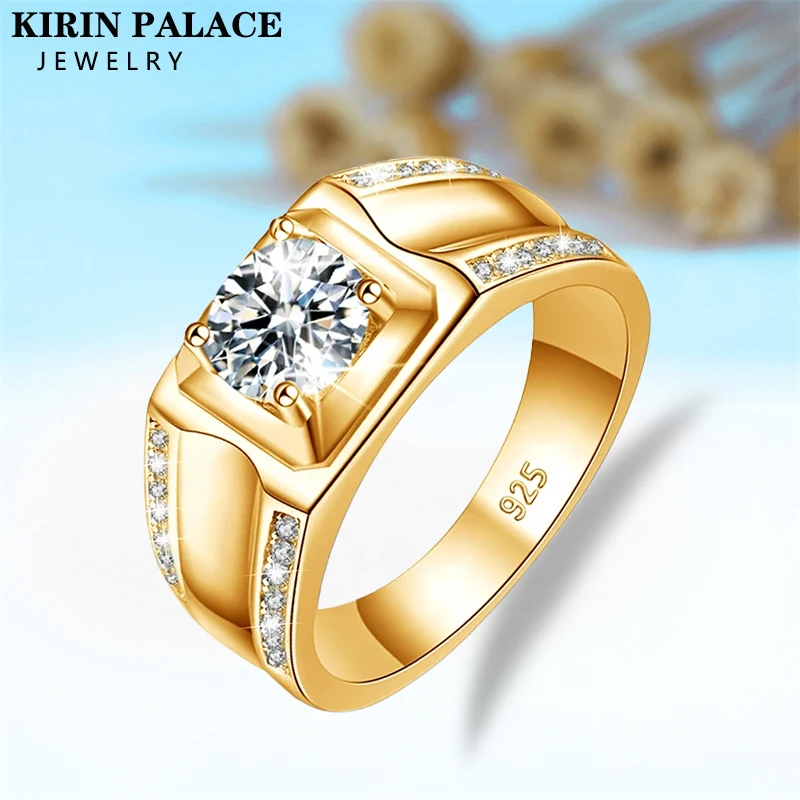 

Kirin Palace 2023 Trend 1 Carat Moissanite Engagement Mens Rings 18K 750 585 Solid Silver 925 Wedding Ring Luxury Jewelry