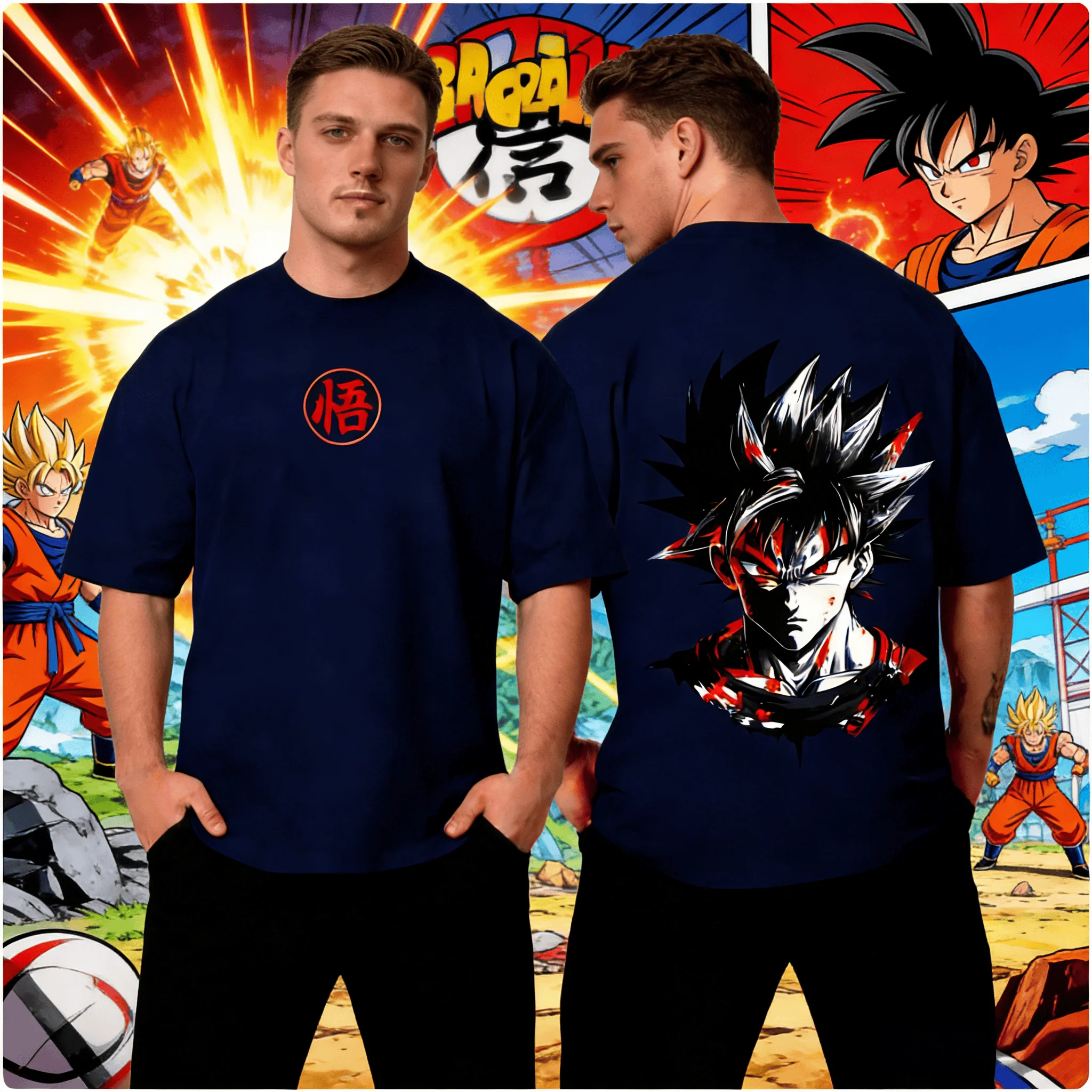 

Dragon Ball Goku Kanji Anime Print T Shirt Men Oversized Cotton Casual Loose Fit Unisex Streetwear Fashion Short Sleeve Tops