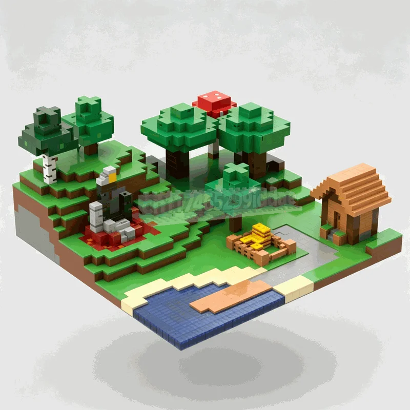 5230PCS Giant Pixel World Village Scene Building Blocks MOC Custom DIY Assembly Creative Architecture Gift Educational Display