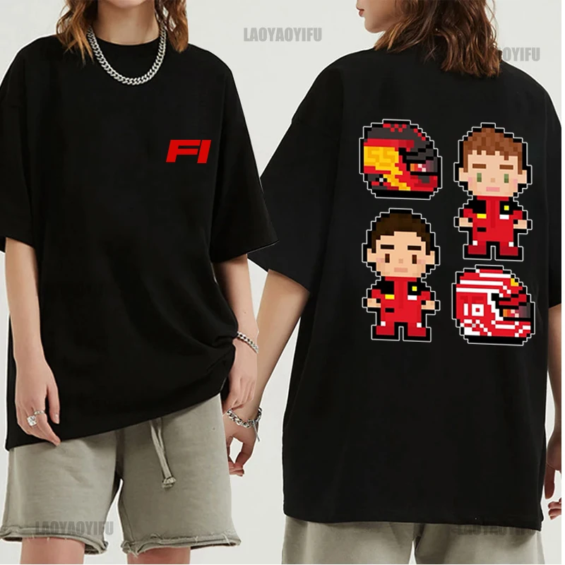 Sainz Mini F1Tshirt for Men Games Cartoon Graphic Short Sleeve Clothing Y2k Clothes Men Clothing Harajuku Streetwear Women