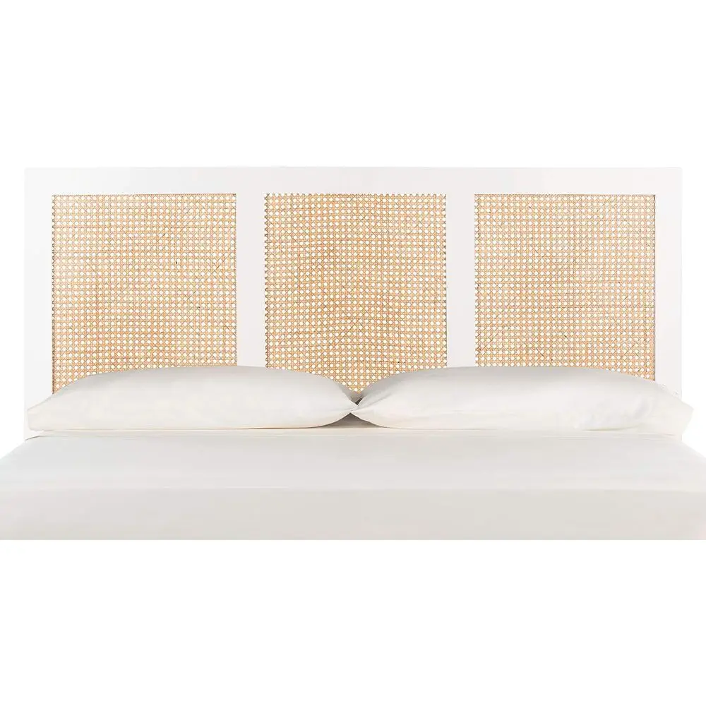 

White Washed Cane Queen Size Platform Bed