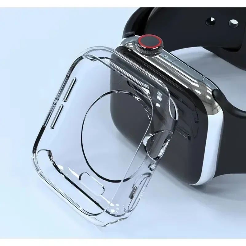 เคสใสสําหรับ Apple Watch Series10 46 มม.42 มม.9 8 7 45 มม.41 มม.ไม่มีตัวป้องกันหน้าจอ Full TPU ฝาครอบกันชน iWatch SE 6 5 4 44 40 มม.