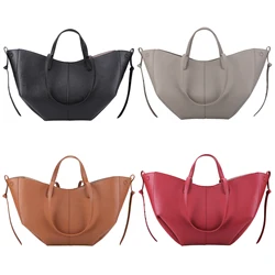 Women Vintage Shoulder Bag Large Capacity Simple Shopping Bag PU Leather Leisure Bag with Matching Clutch Set