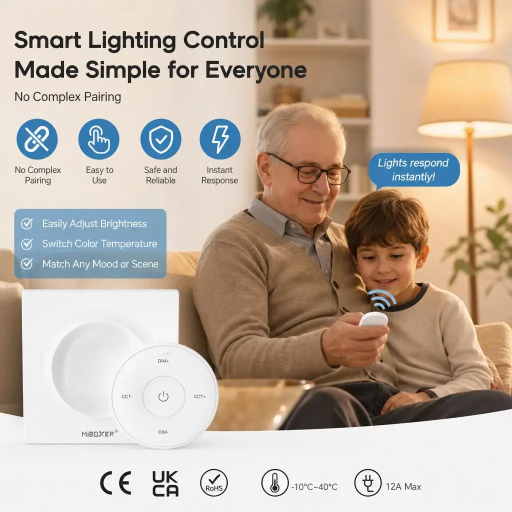 MiBoxer FUT035S+ K2 K2S DC12-24V 2.4GHzRF 2in1 Dual White Single White COB Smart PWM LED Strip Light Dimmer Controller
