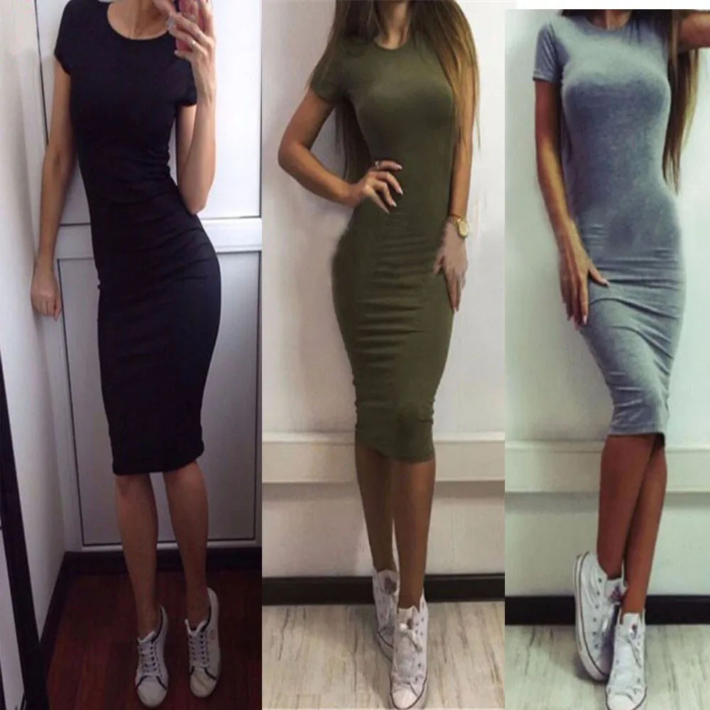 Dropshipping Womens Dresses Elegant Wedding Cocktail Short Sleeve Summer A-Line Bodycon Midi Dress