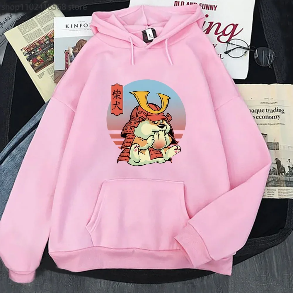 Süße Shiba Samurai Essen Mochi Hoodies Kawaii Hund Sweatshirt mit Kapuze Langarm Winter Pullover Y2k Kleidung Harajuku Top