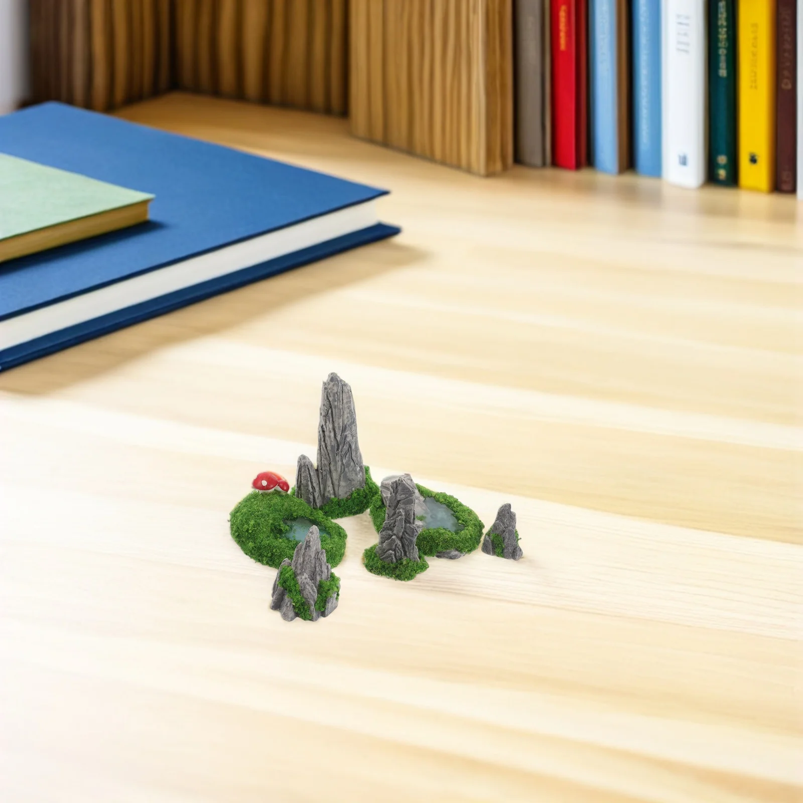 

12pcs Miniature Landscape Ornaments Diorama Rocks Set With Artificial Moss For Fairy Garden Pond Decor Diy Bonsai Micro