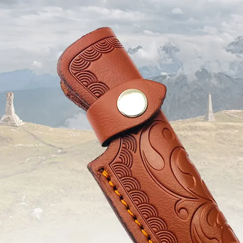 Cowhide Straight Knife Sheath Fixed Blade Scabbard Outdoor Hunting Camping Knife Carry Equipment Knife Storage Empty Case
