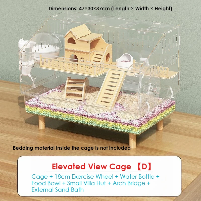 Large Spacious Small Animal Cage - Full View Transparent Chew-Proof Villa, Budget-Friendly Luxury Hamster Cage for Small Pets