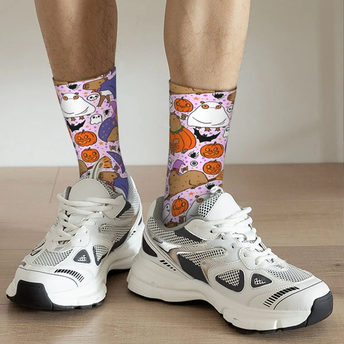 Funny Crazy compression Cute Halloween Sock for Men Hip Hop Harajuku Capybara Happy Quality Pattern Printed Boys Crew Sock