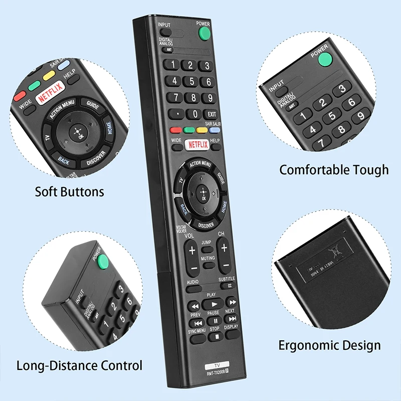 RMT-TX200B Remote Control For Sony Smart TV KD-49X7005D KD-55X7005D KD-65X7505D XBR-49X705D XBR-49X707D XBR-49X835D XBR-55X705D