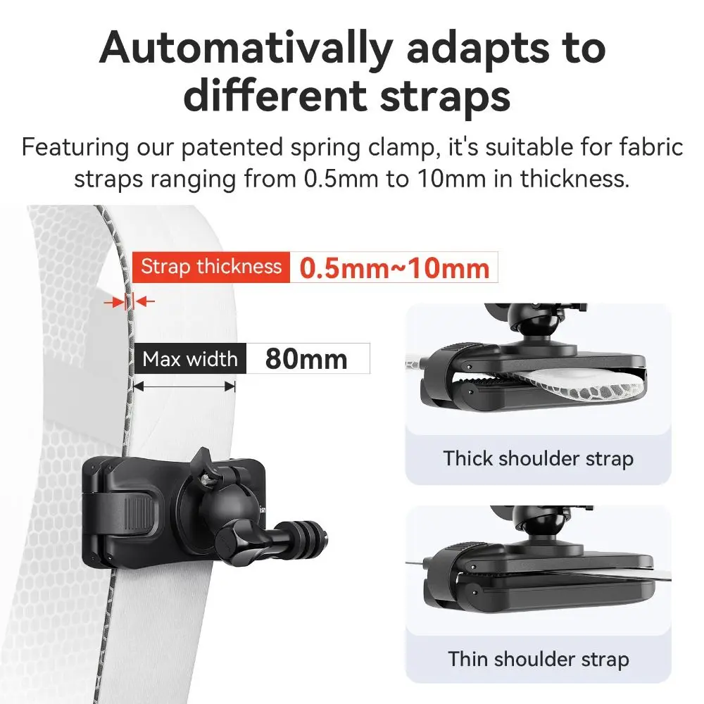 360 ° Rotation Rucksack Clip Quick Release Stabile Schulter Gurt Halterung Langlebige Gürtel Klemme für GoPro/Insta360/Osmo Tasche