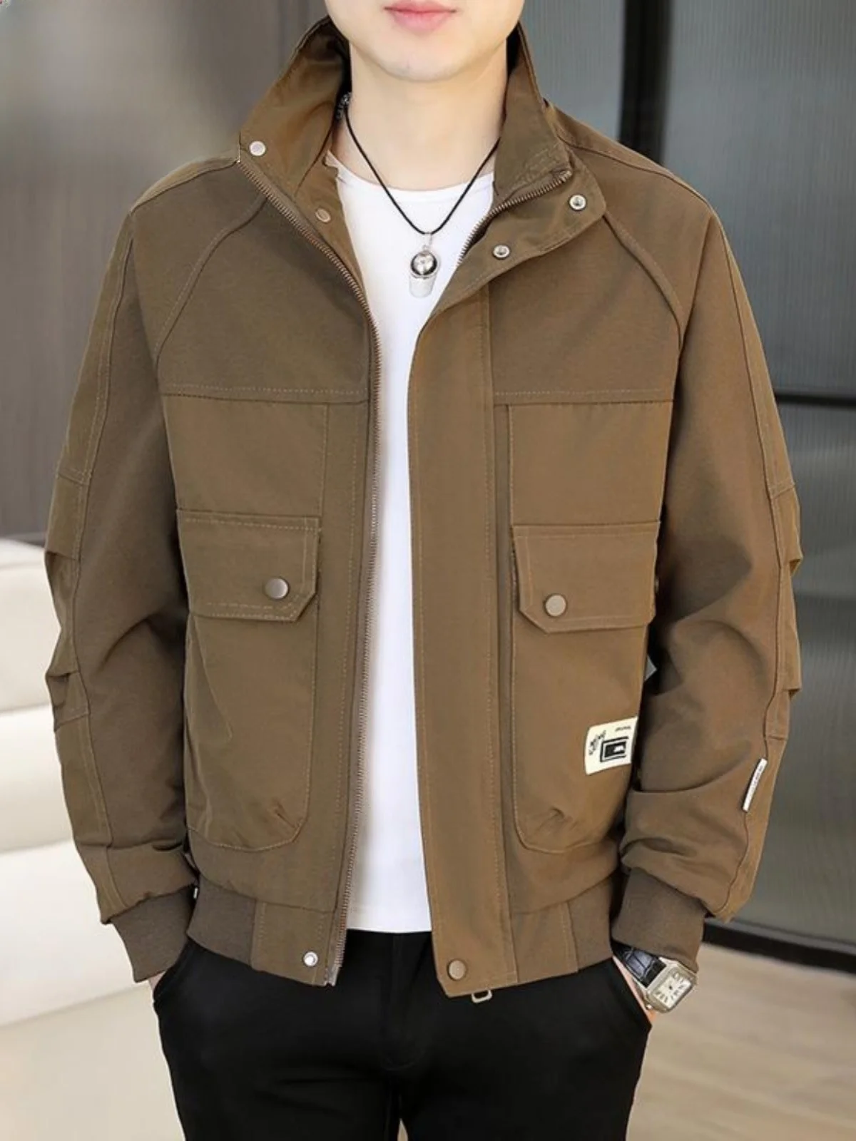 

Мужская куртка Pierre Cardin 2026 весна-осень с воротником-стойкой, универсальная, модная, для работы