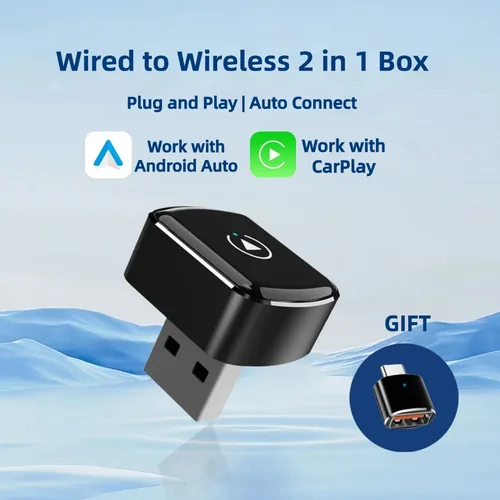 CarPlay Android Auto adaptador inalámbrico USB Dongle coche Mini caja Plug And Play Universal para VW Toyota Nissan Honda Ford