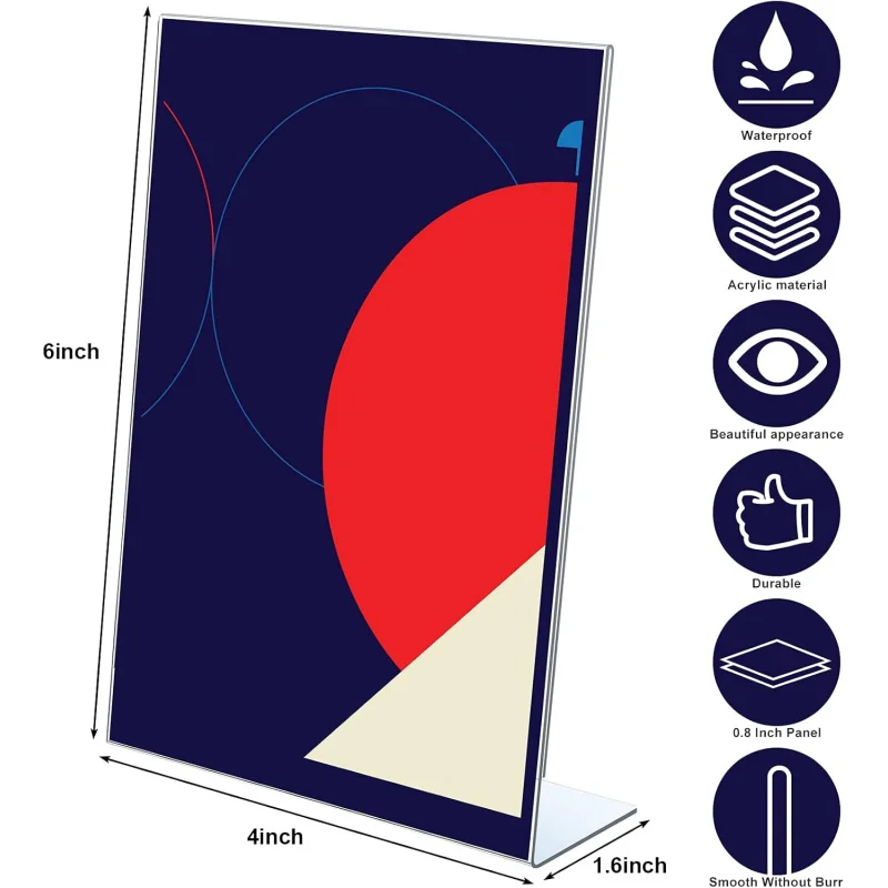 4 x 6 Inch Acrylic Sign Holder Clear Slanted Stand Table Menu Display Flyer Re