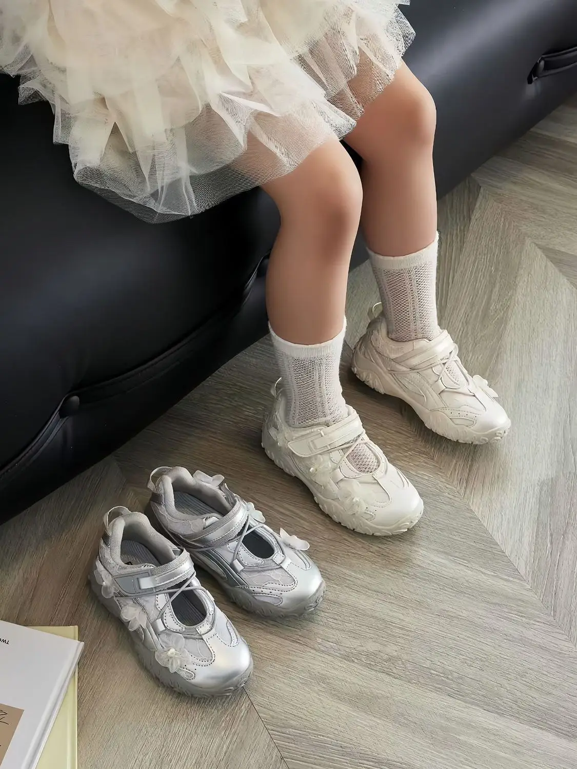 Kids'Casual Shoes PU Leather Spring Fashion Outdoor Soft Bottom Shoes For Breathable Anti-slip White Pink Silver Size 26-36