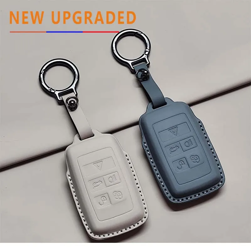 Car Remote Key Case Cover for Evoque Velar Sport Discovery Freelander 2 for JAGUAR XF XJ XE F-PACE F-TYPE Leather Keychain Fob - view 3