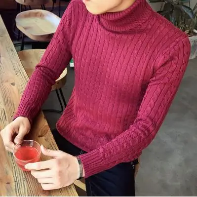 

Men's High Ne Twisted Flower Knitted Sweater Long Sve Casual Comfortable Non-deformable Polyester Bot Ribbing Design