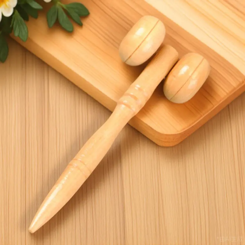 Wooden Face Massager Roller Natural Wood Smooth Handle For Neck Shoulder Back Leg Massage Relief Stiffness Blood Pressure
