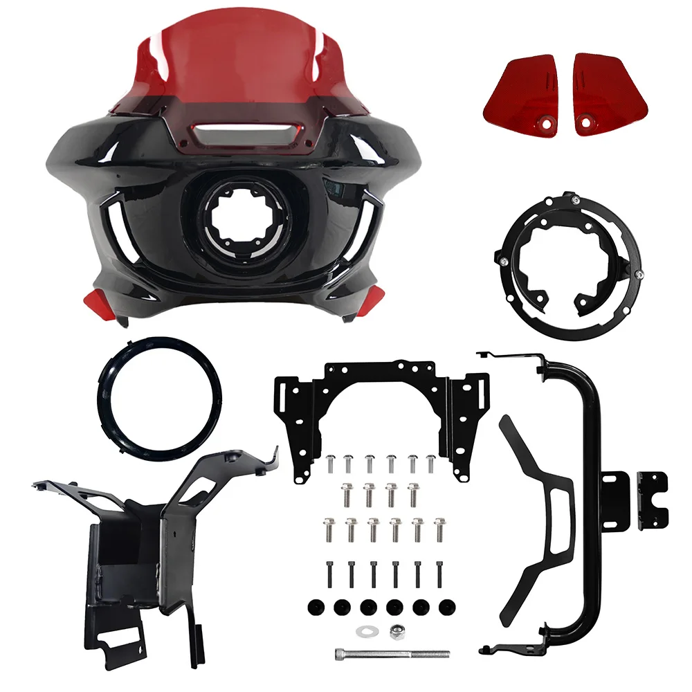 

Motorcycle Headlight Fairing Windshield&Air Deflector with Bracket For Softail Low Rider S FXLRS 20-24 Low Rider ST FXLRST 22-24