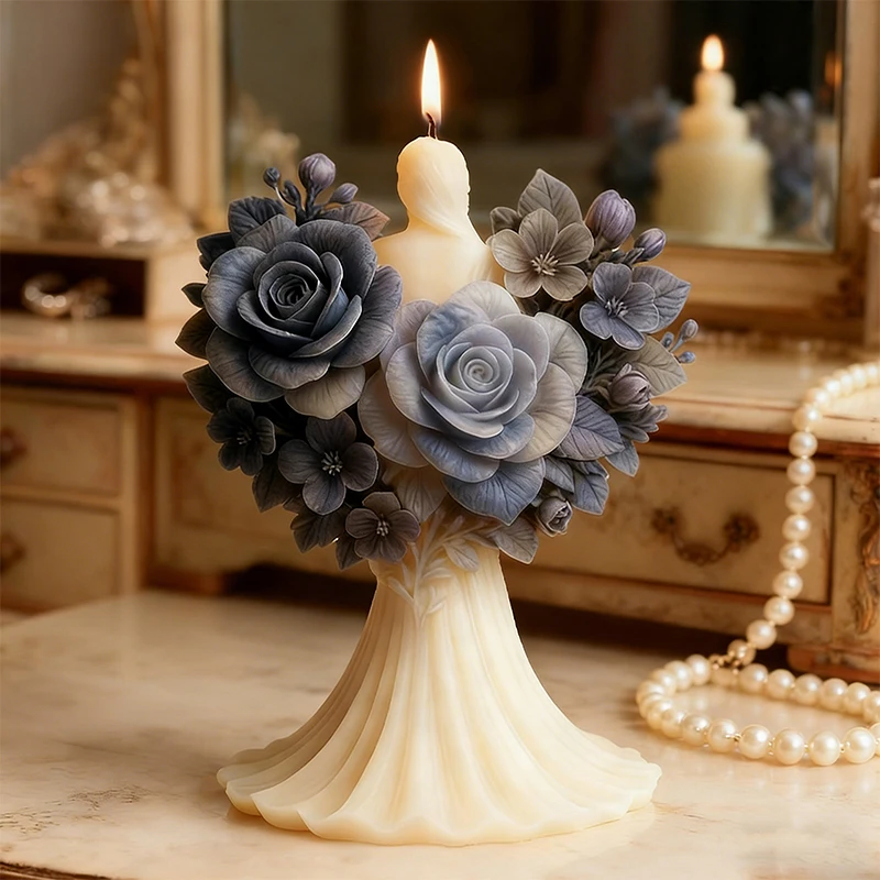 3D Rose Feast Silicone Candle Mold DIY Rose Ice Cube Soap Chocolate Cake Decoration Baking Mold Handmade Gypsum Resin Clay Made