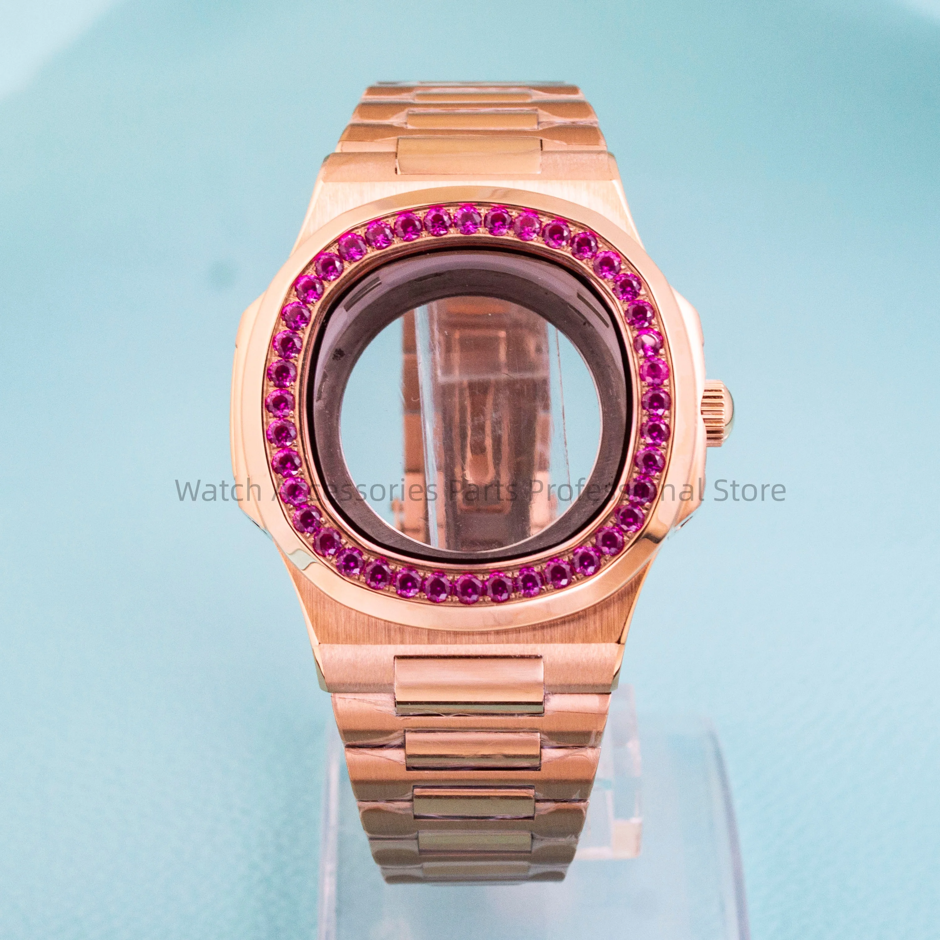 

41mm Watch Case Diamonds Case 10bar Waterproof Stainless Steel Strap Parts for Nautilus NH35/36 Movement 30.5mm Dial