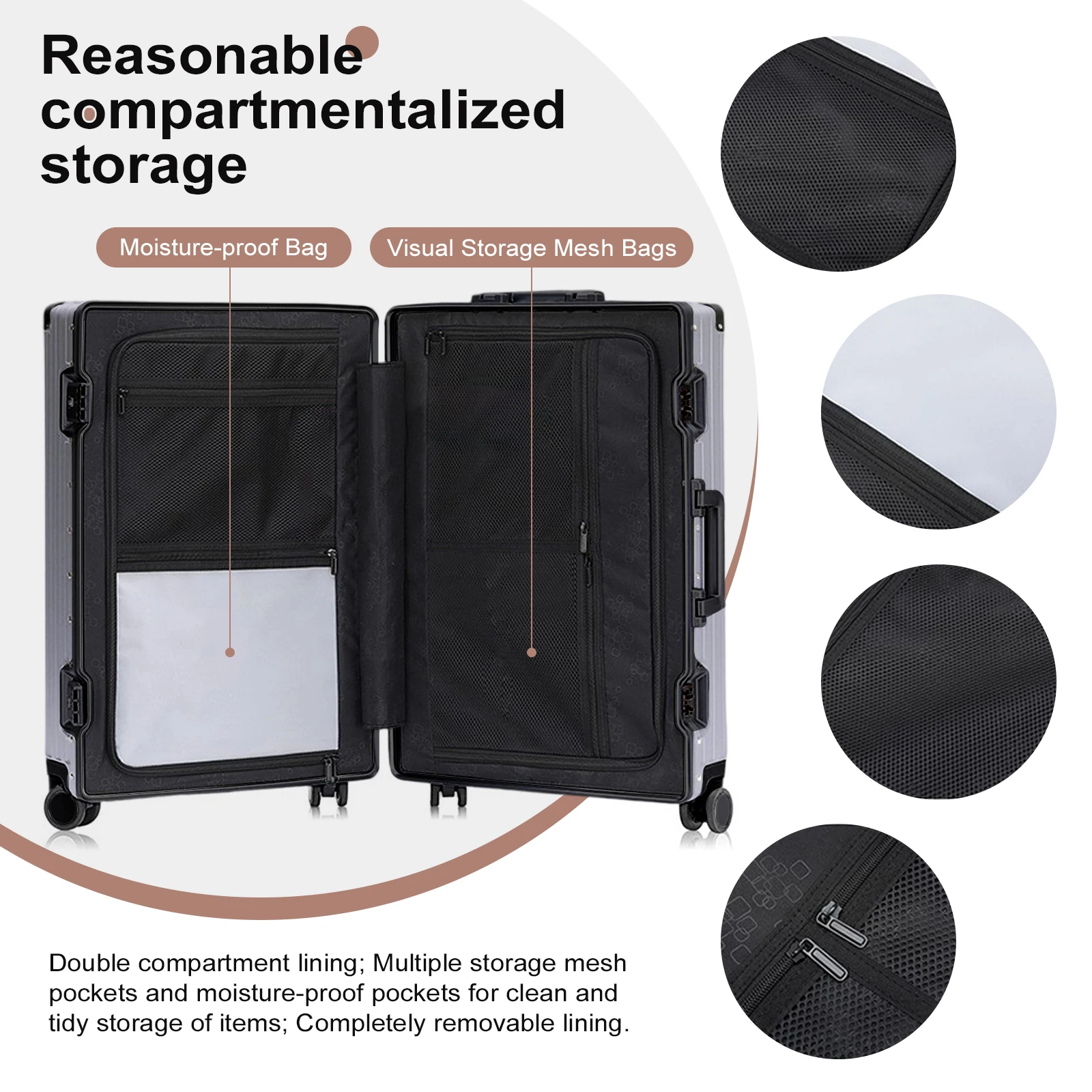 AIWEINY All aluminum magnesium alloy trolley case universal wheel TSA men lightweight luggage boarding