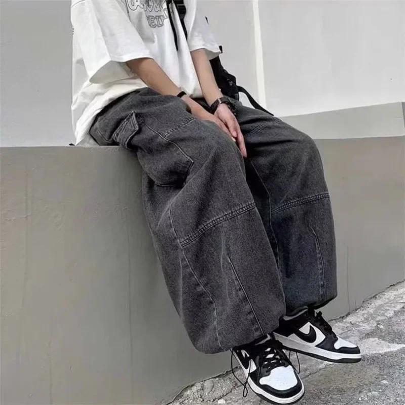 2023 frühling Herbst Hosen y2k baggy jeans für männer Breite bein Hosen Taschen Elastische Taille Streetwear Lose bequeme Hosen