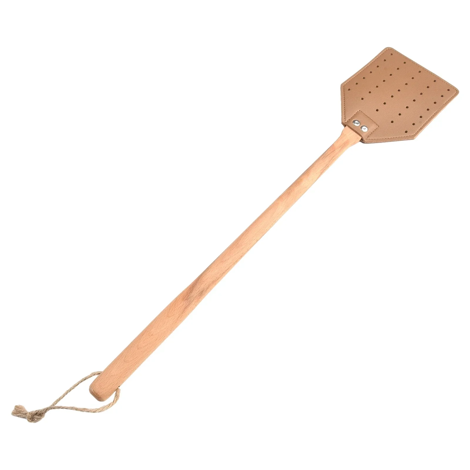 Heavy Duty Leather Fly Swatter Brown Leather With Beech Wood Long Handle For Ind Flapper Trap Retractable Tool Swatter Supplies