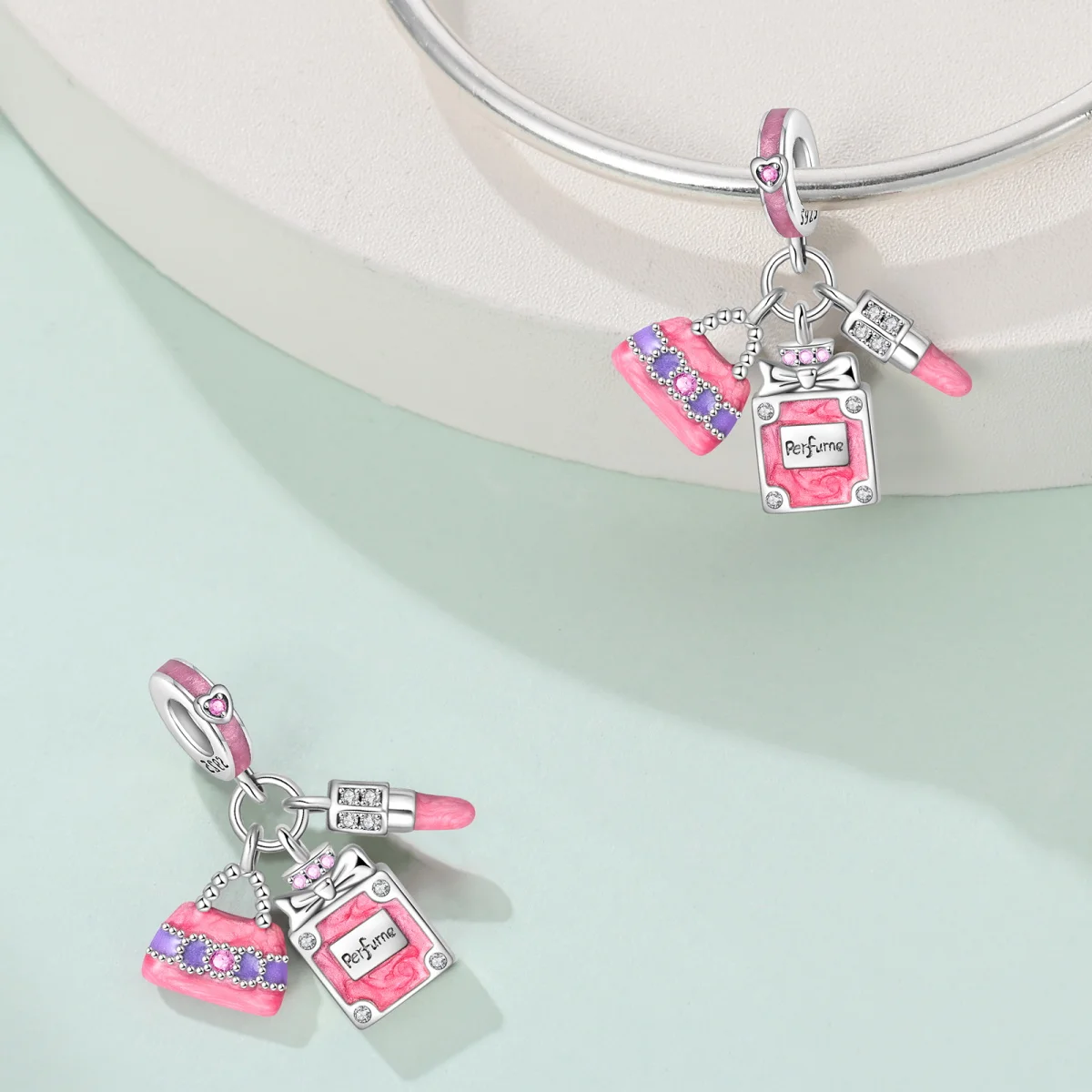 

Original Charms 925 Sterling Silver Travel Pendant Set of Three Pieces Beads Fit Bracelet Women Jewelry Making Diy Gift