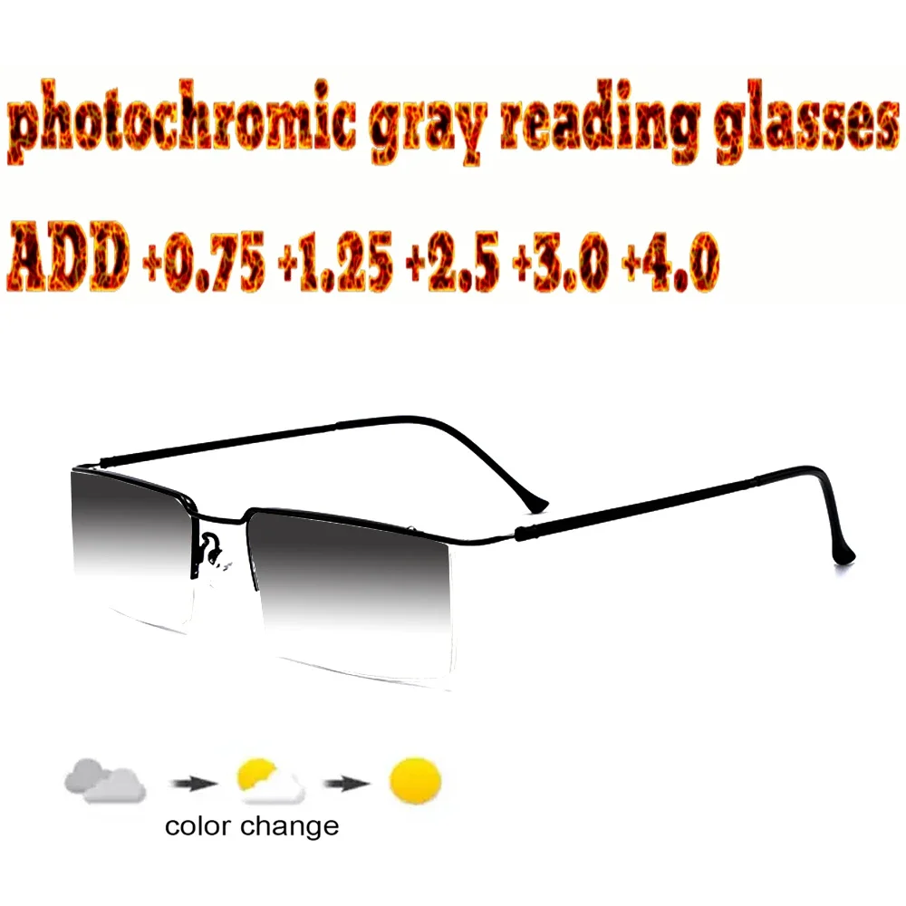 NOMANOV Business Men's Full Frame Photochromic Reading Glasses Comfortable TR90 +1.0 +1.5 +1.75 +2.0 +2.5 +3 +3.5 +4