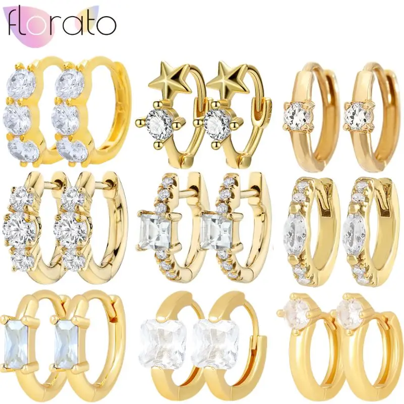 925 Sterling Silver Ear Needle Niche Fashion Geometry Zircon Hoop Earrings Women's Daily Casual Wear Earrings Jewelry Gifts