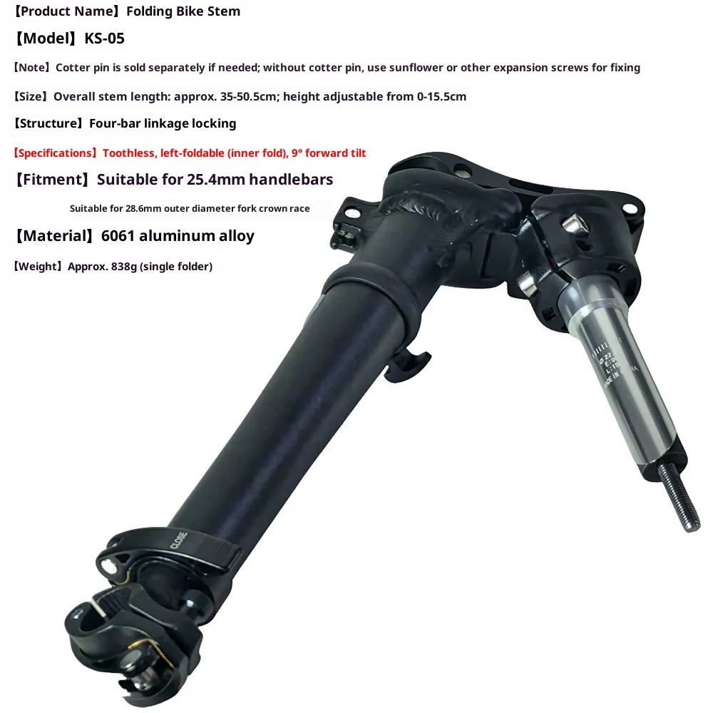 

Folding Bike Stem Telescopic Stem Bicycle Accessories Aluminum Alloy Bike Stem Handlebar 25.4mm 28.6mm Cycling Replacement Parts