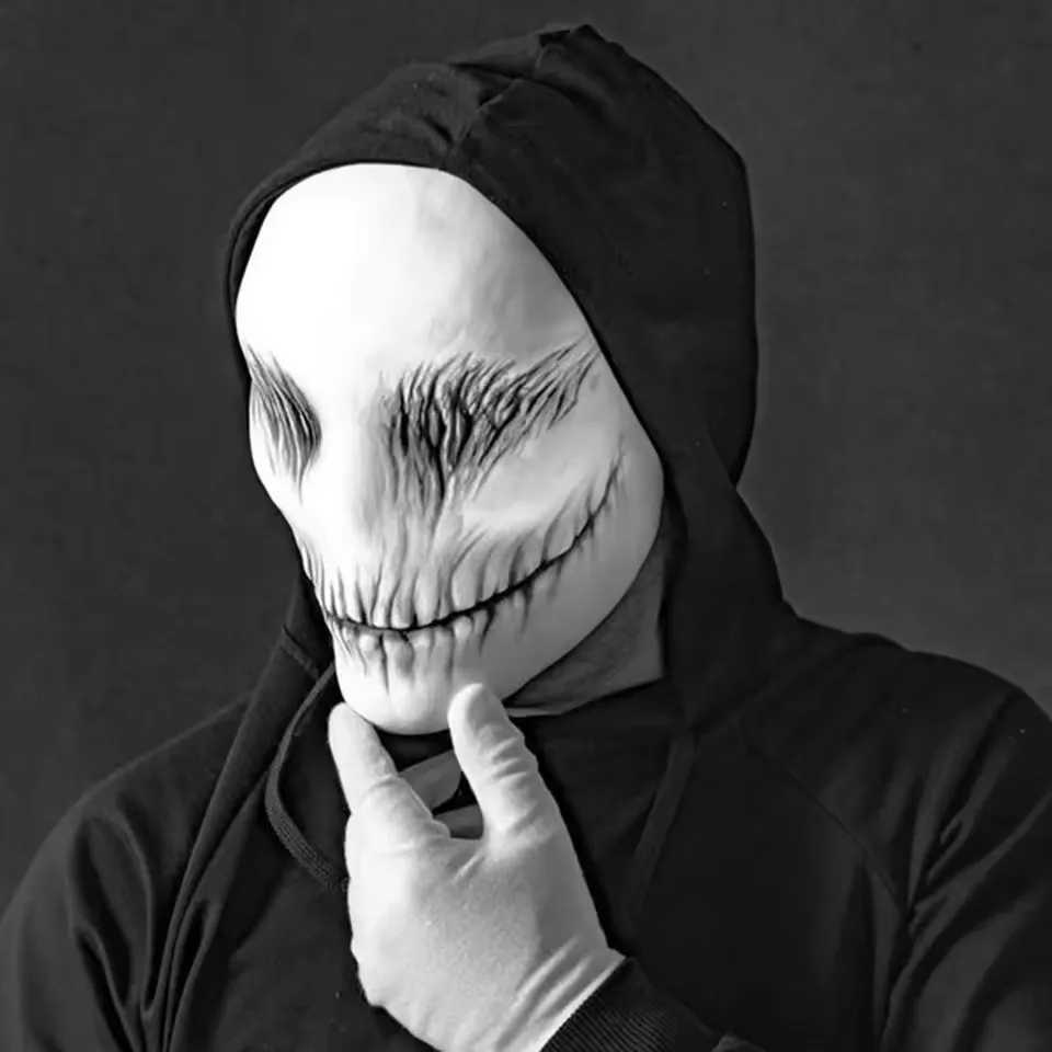 Scary Demon Mask White Ghost Latex Half Face Mask Halloween Cosplay Slenderman Horror Monster Mask Carnival Party Prank Props