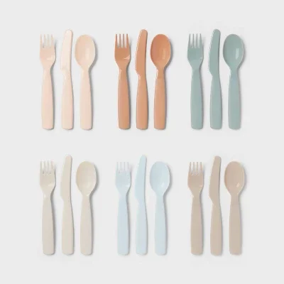 

Kids' 18pc Plastic Flatware set - Pillowfort: Dishwasher-Safe, Modern Kids Utensils, Service for 6