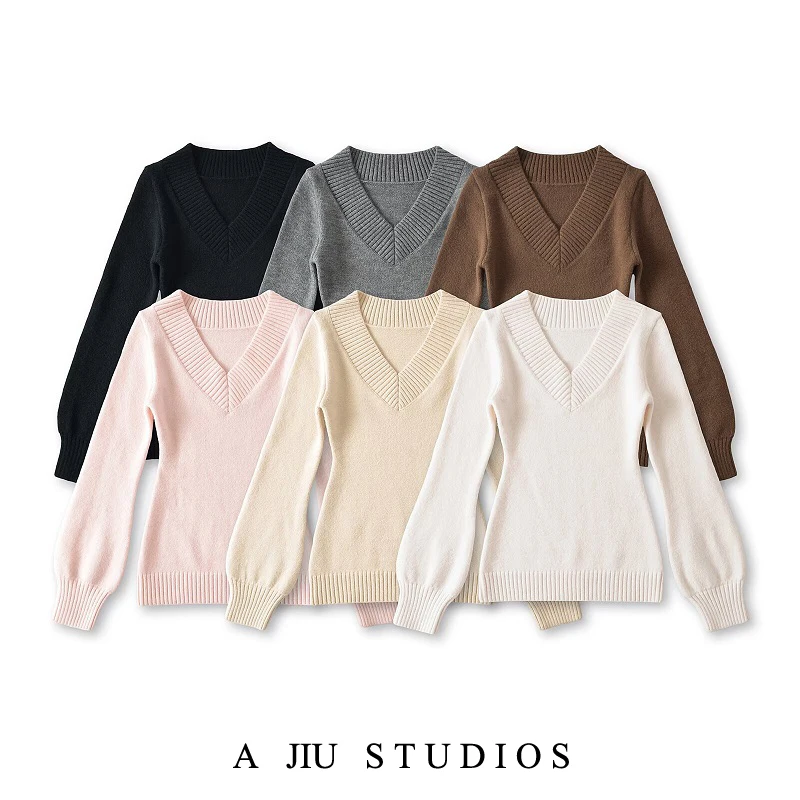 American Sle Sexy Godd Grote V-Ne Luie gebreide trui Pure Desire Taille-klinkende afslankende vleesbedekkende bot-blootgestelde...