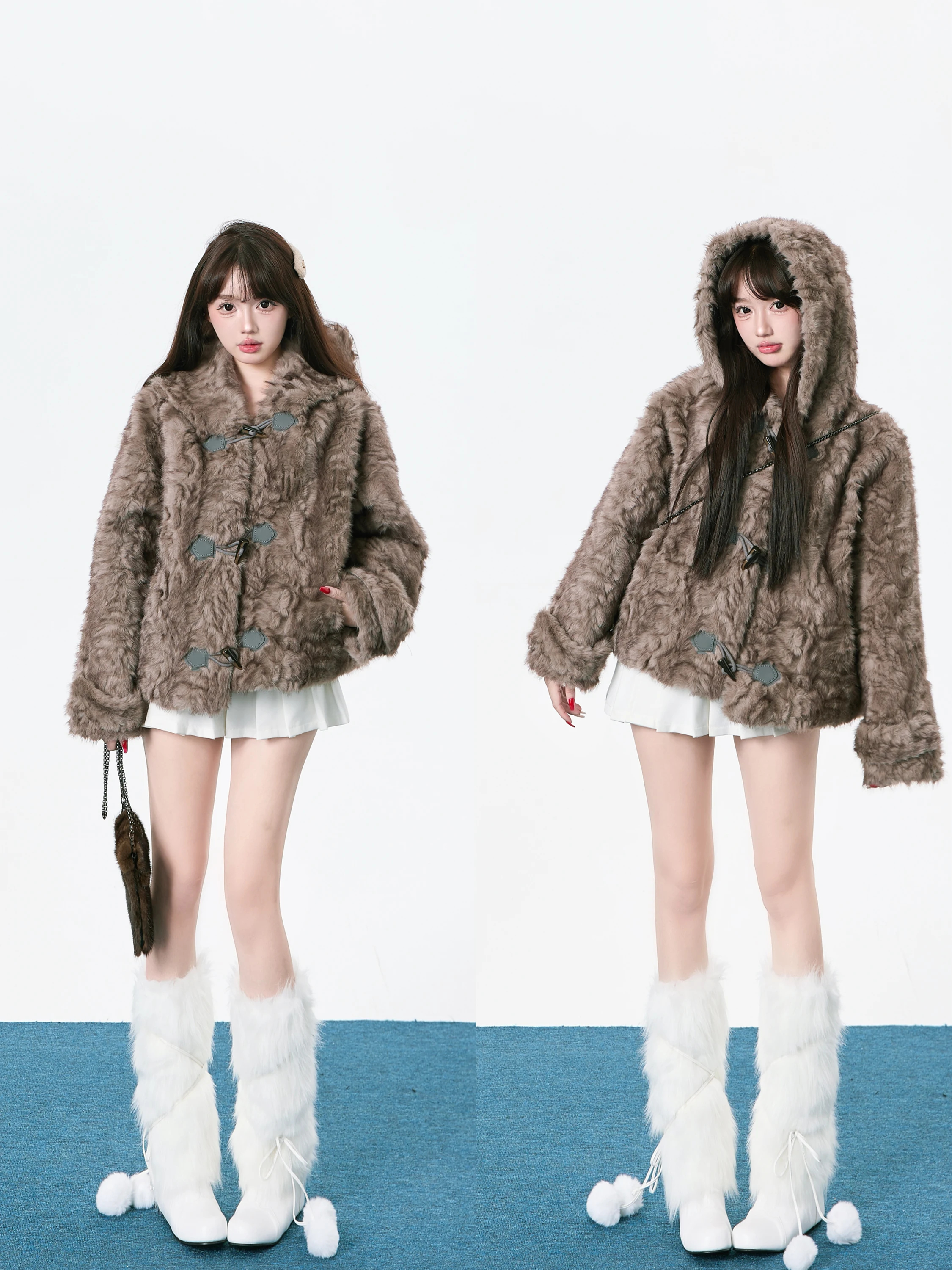 

Зимнее пальто Swee Ulaaatar 2024 с капюшоном и пуговицами из тосканского рога, стандартной длины, модная женская одежда