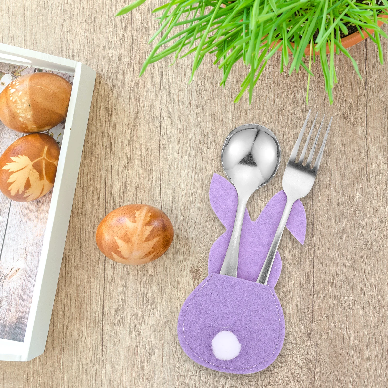 

16Pcs Easter Cutlery Holders Cute Bunny Shaped Fork Cutter Pouches Decorative Tableware Bags for Festival Use Fork Cutter Bags