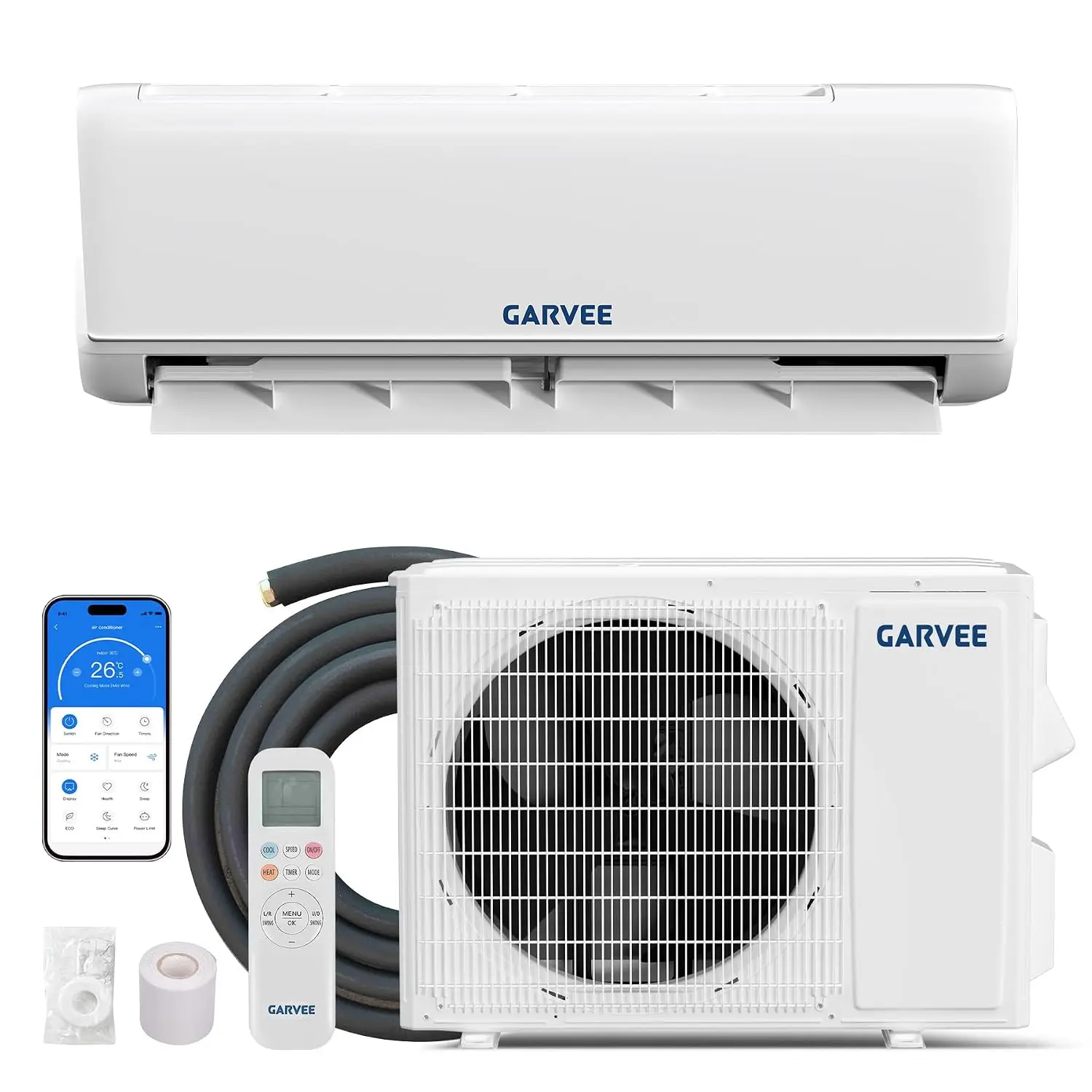 24000 BTU 19 SEER2 Ductless Mini Split AC & Heat Pump, 208-230V Energy Efficient Buit in WiFi, Compatible with Alexa,, Custom
