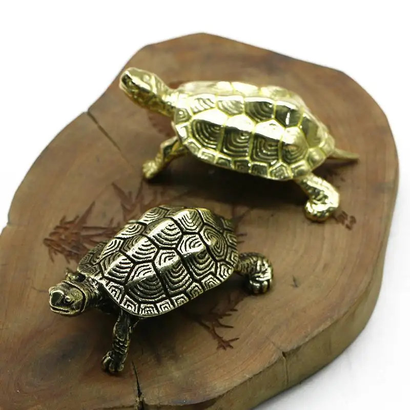 

Vintage Brass Turtle Figurine Longevity Animal Miniature Lucky Feng Shui Home Decor