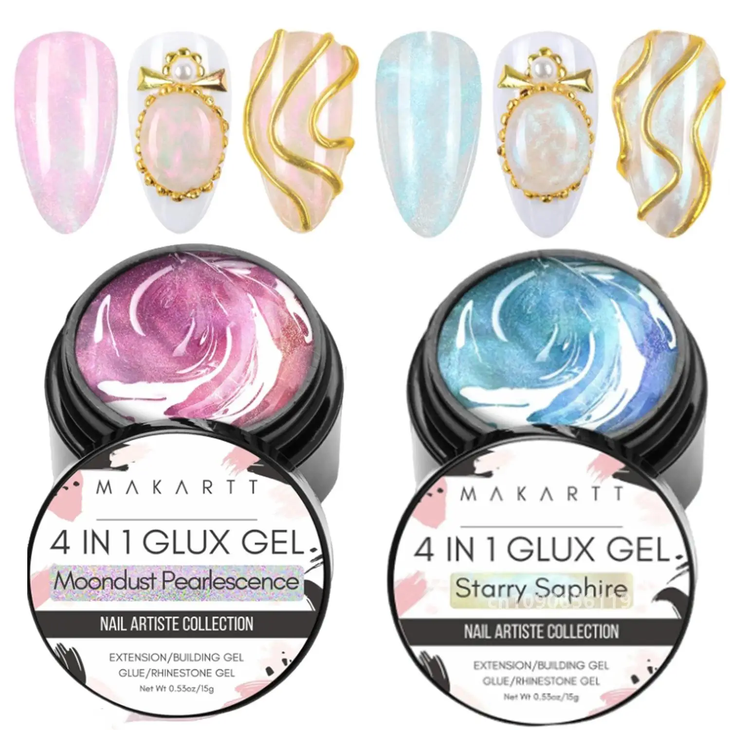 Makartt Solid Gel Builder for Nails,15ML Pearly Shimmers Nail Extension 3D Gel Sculpting Nail Art UV Glue for Press on Nails