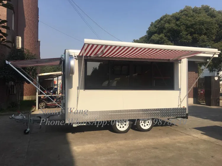 3/4/5M American Best Sell Enclosed Food Trailer Mobile Truck Kitchen Snack Coffee Hot Dog Ice Cream Vending Cart With Windows