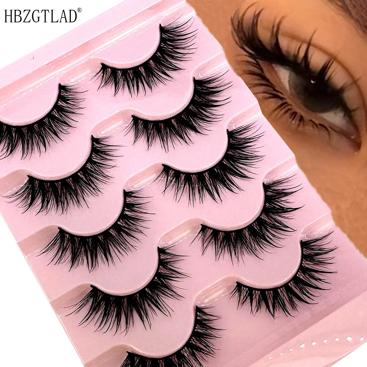 NEW 5Pairs Cosplay Anime Eyelashes Makeup Women Manga Lashes Dramatic Fairy Clusters False Lashes Wet Look Fake Lashes