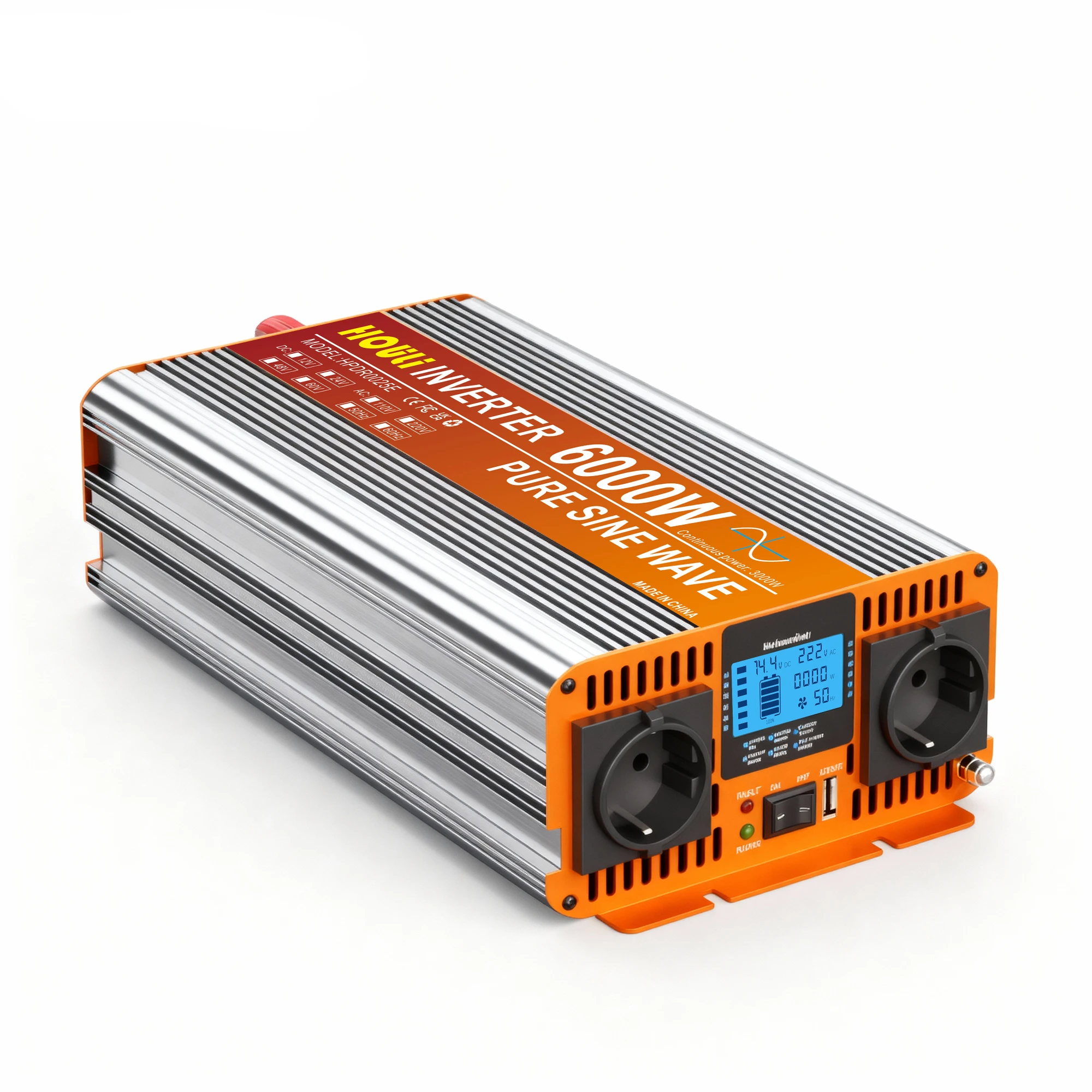 HOULI Onda Pura 6000W 3000W 12V DC To 220V Converter AC Inverter Pure Sine Wave With Remote Control