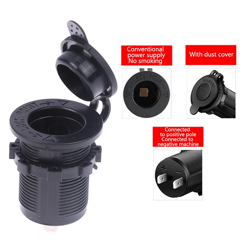New【12V-24V Waterproof Car Cigarette Power Outlet Socket Receptacle Car Accessories For Auto Boat Motorcycle】