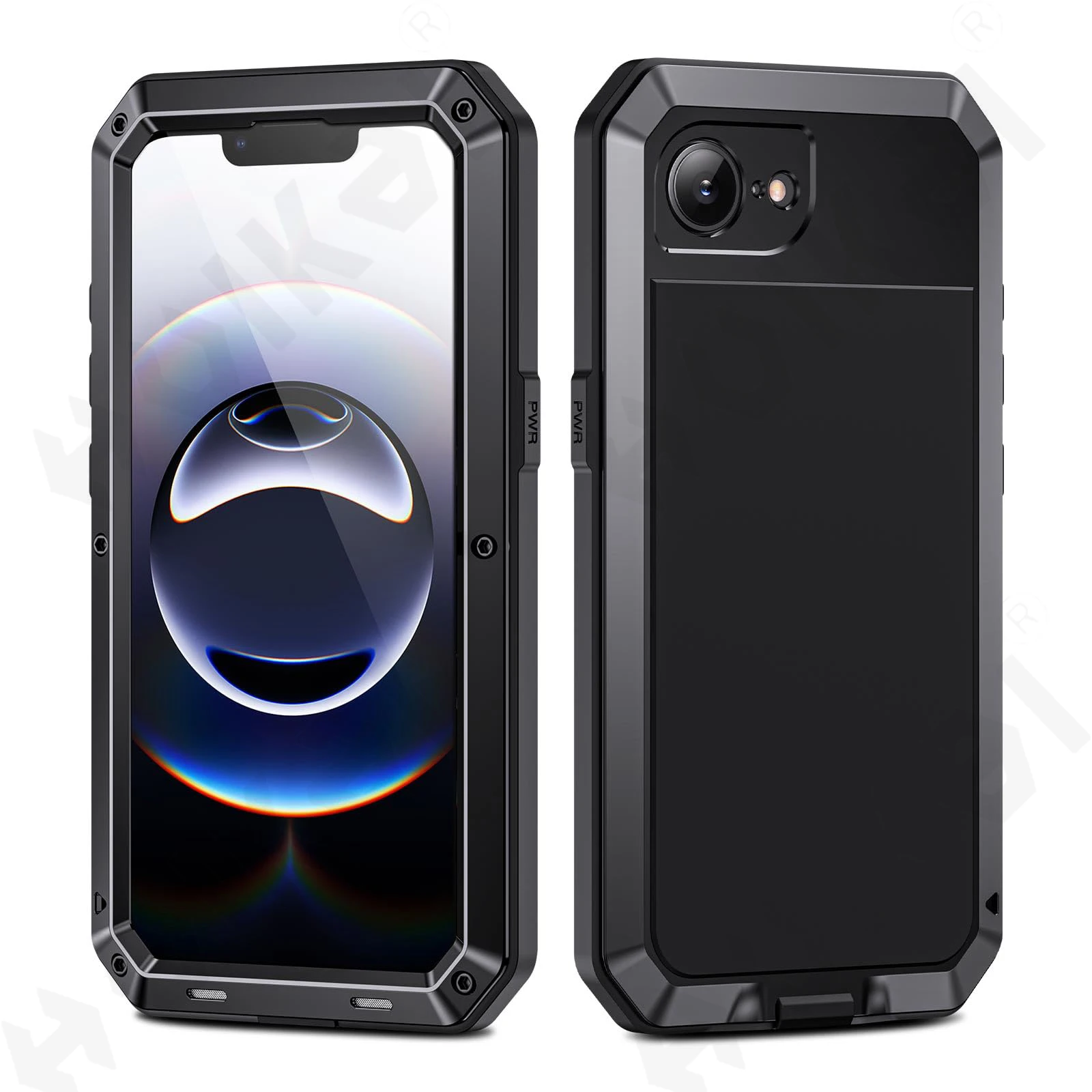 

Case for iPhone 17e 2026 2025 Heavy Duty Metal Kickstand Shockproof Full Body Phone Case with Built-in Screen Protector Black