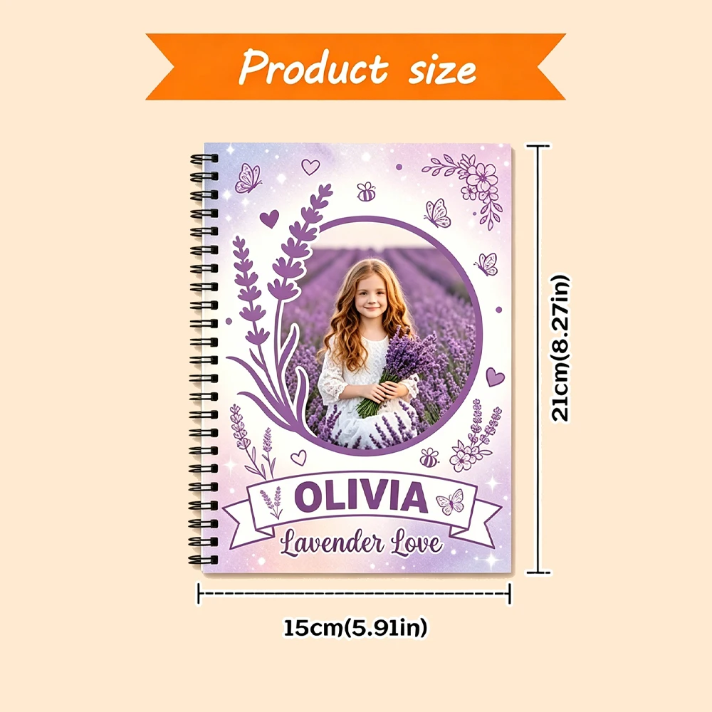 Personalized Custom Photo Name Spiral Notebook,Line Lined Inner Pages,Back To School,Birthday,Children's Day,Writing Journal