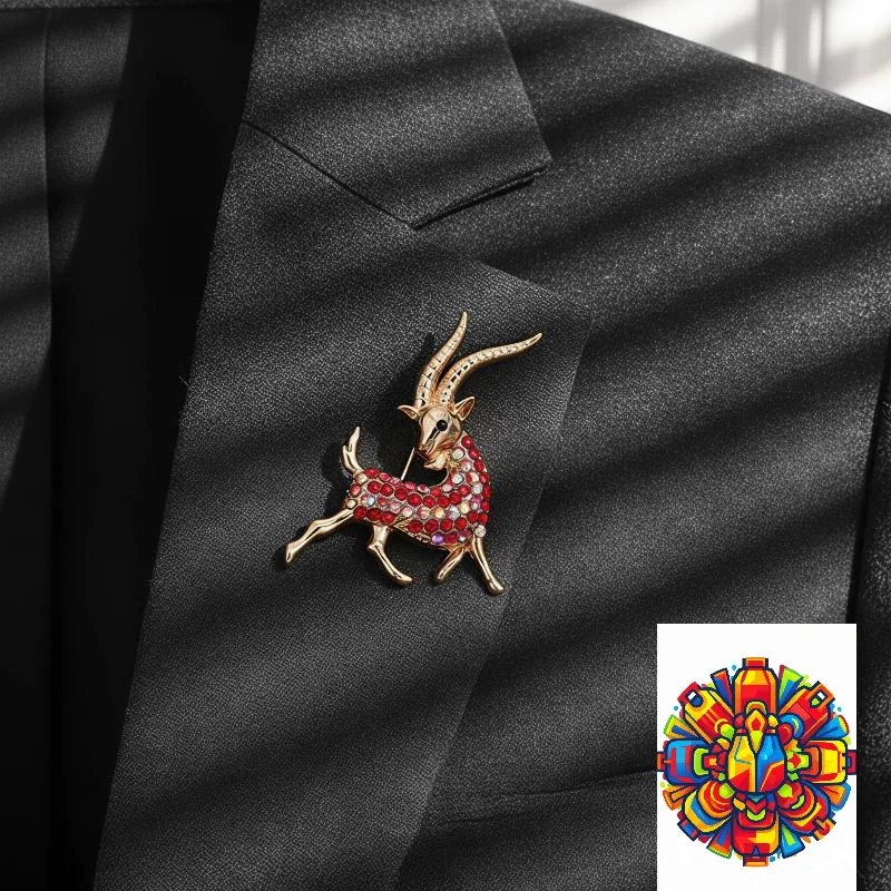 Rhinestone Decorated Golden Antelope Brooch Anti-Fade Elegant Fashion Jewelry for Girls Casual Outfit Wear